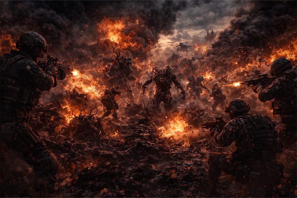 Novi oblik ratovanja prikazuje borbu vojnika protiv mutiranih bioloških oružja u okviru Resident Evil timeline globalnog konflikta