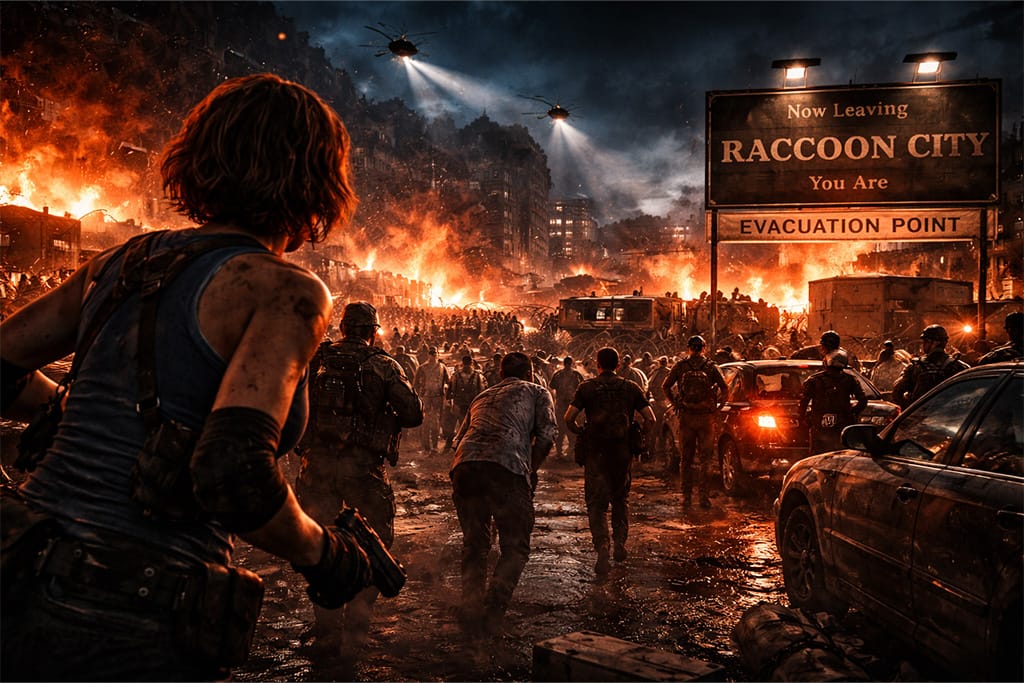 Pokušaj evakuacije iz Raccoon Cityja tokom T-virus epidemije Resident Evil timeline