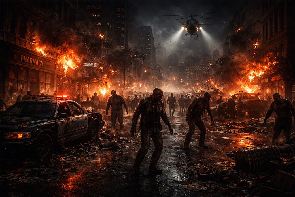 Raccoon City kao prekretnica prikazuje haos u gradu, zaražene civile i kolaps sistema tokom događaja iz Resident Evil timeline