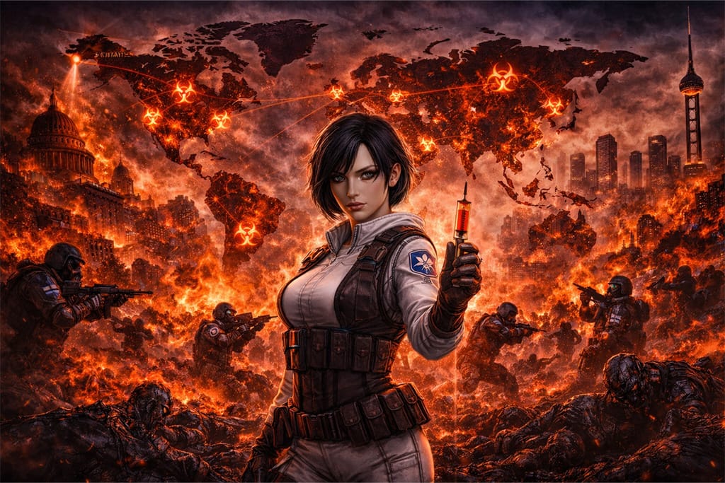 Resident Evil timeline prelazak ka globalnom bioterorizmu Neo Umbrella prikaz kroz širenje C-virusa, haos u gradovima i globalne incidente u Resident Evil timeline svetu