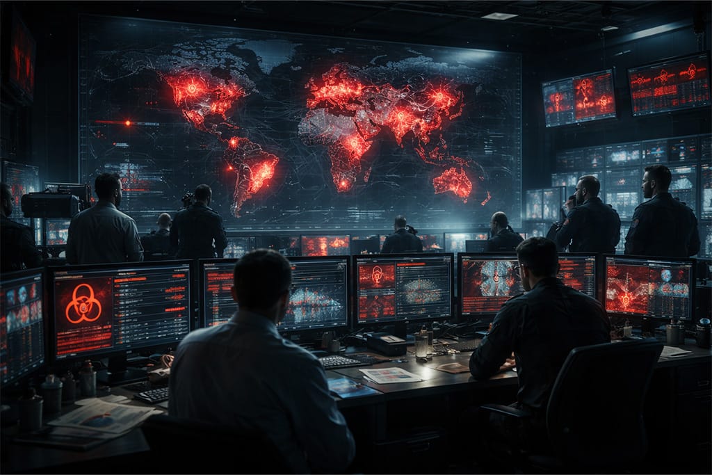 Resident Evil timeline - Globalni incidenti prikaz širenja virusa na mapi sveta, simbolični početak globalnih biohazard incidenata u Resident Evil timeline periodu poznatom kao Globalni incidenti