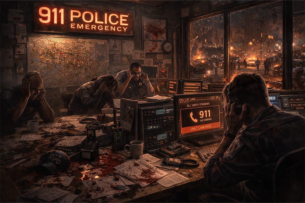 Kolaps policijskog sistema u Raccoon Cityju tokom Resident Evil timeline događaja dok Claire put kroz grad počinje usred haosa i zaraženih ulica