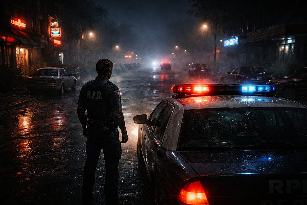 Leon S. Kennedy dolazak u Raccoon City tokom prve noći epidemije u Resident Evil timeline priči