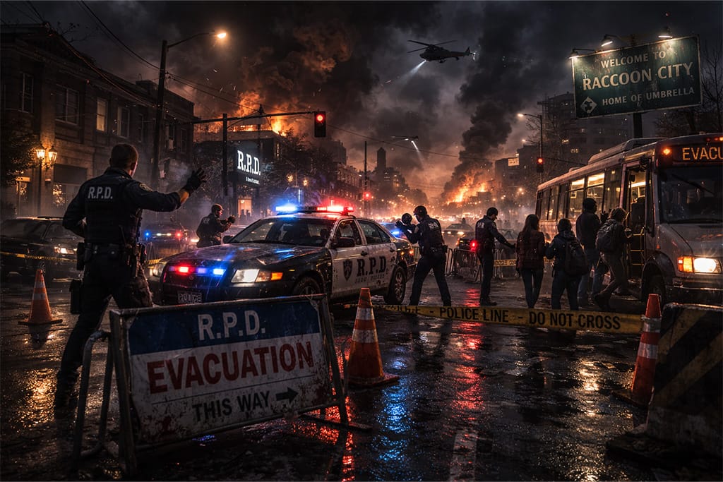 Policija i hitne službe pokušavaju da odbrane Raccoon City tokom poslednjih sati pre potpunog kolapsa grada