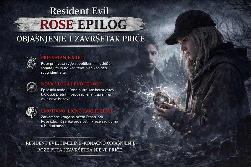 Resident Evil timeline - resident evil rose epilog objašnjenje i završetak priče kroz Rose Winters, njene moći i emocionalni završetak u resident evil timeline-u