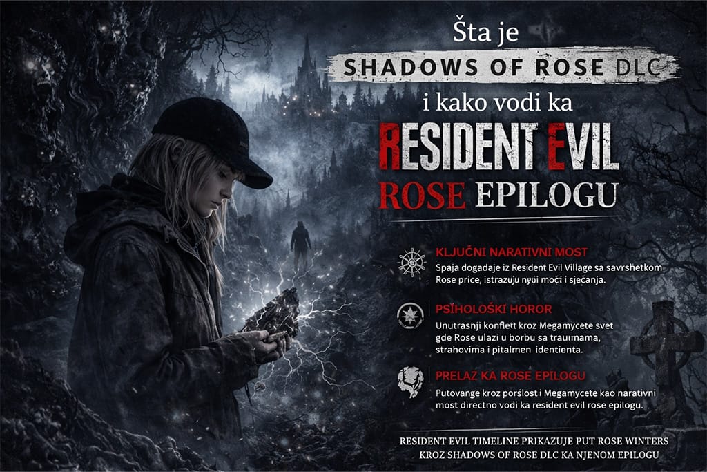 Resident Evil timeline - Shadows of Rose DLC prikazuje psihološki horor i put ka resident evil rose epilogu kroz mračnu atmosferu i Megamycete svet