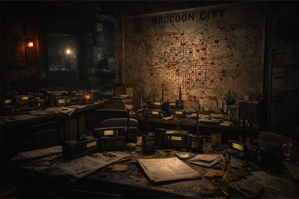 Resident Evil timeline scena prvih alarma u policijskoj stanici Raccoon City